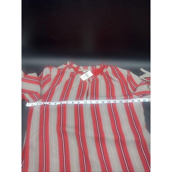 Ann Taylor LOFT Red Striped Lined Dress Tunic Long Sleeve Ruffles Sz S NEW - Picture 10 of 10